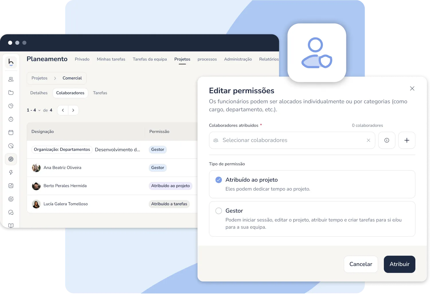 Configuração de projetos e permissões
