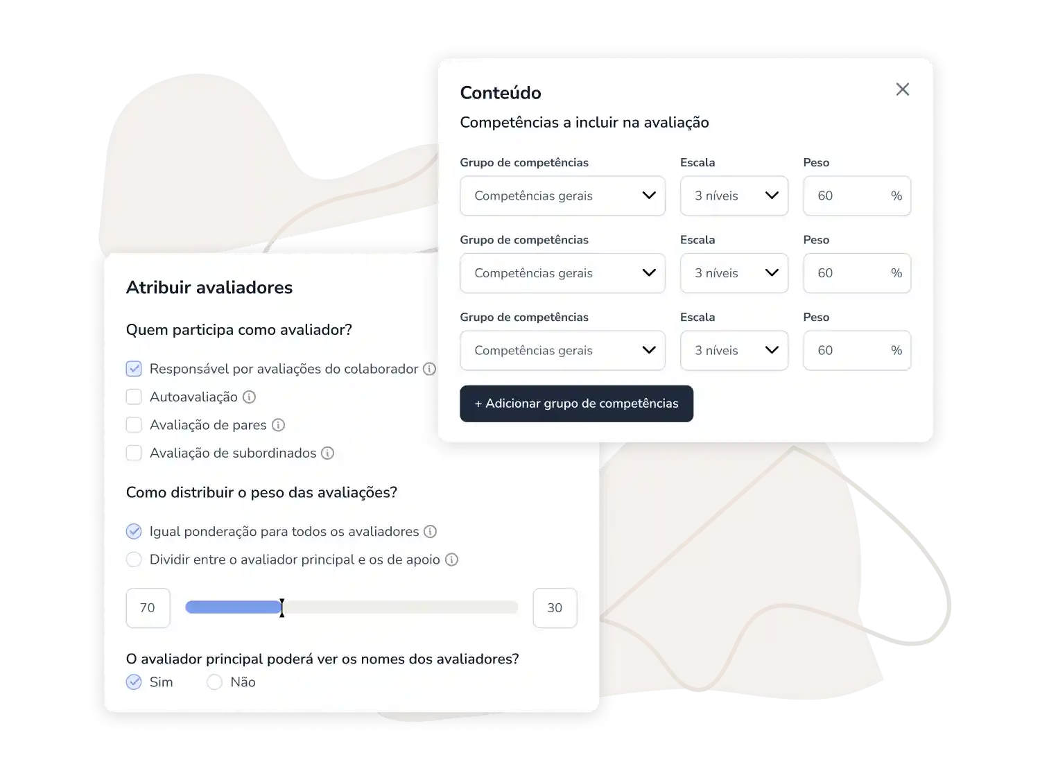 Configuração do software de gestão de desempenho