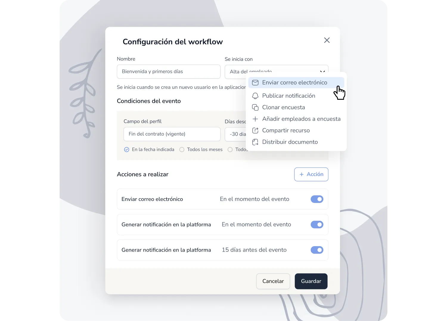 Configuración del workflow