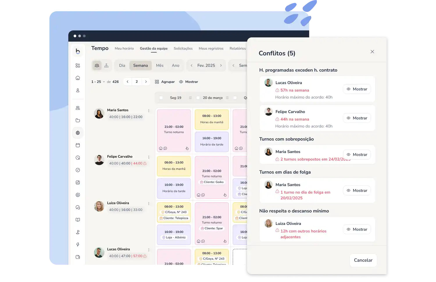 Conflitos em turnos e jornadas