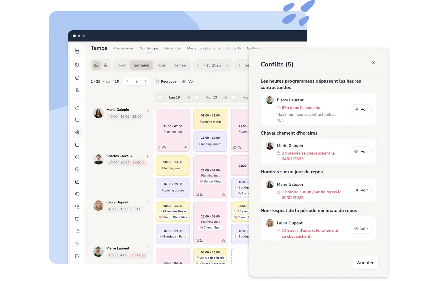 Conflits dans les plannings 