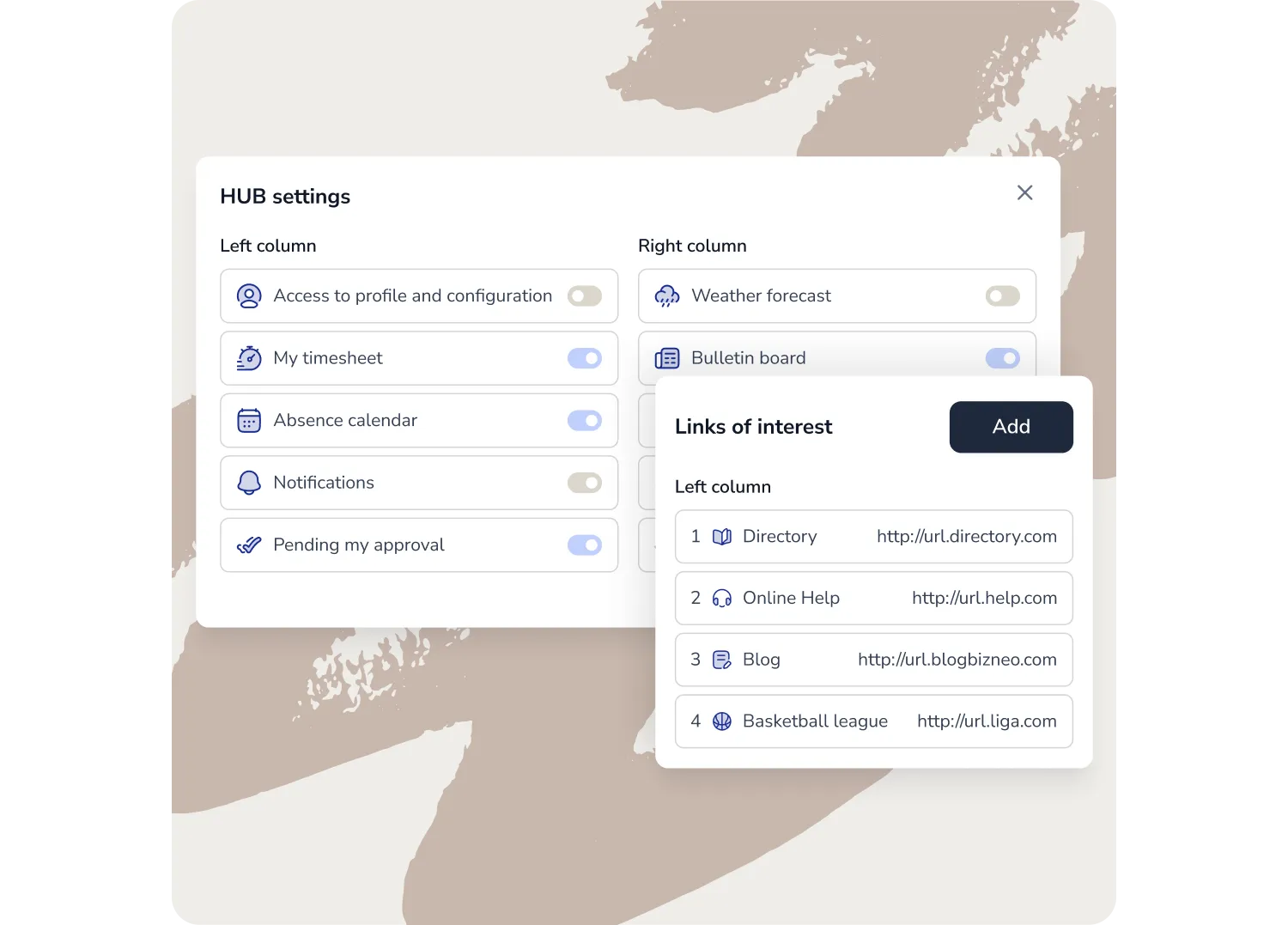 Customizable employee self-service portal