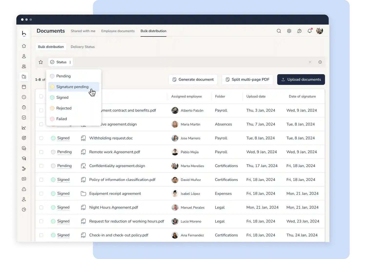 Electronic signature software for HR documents