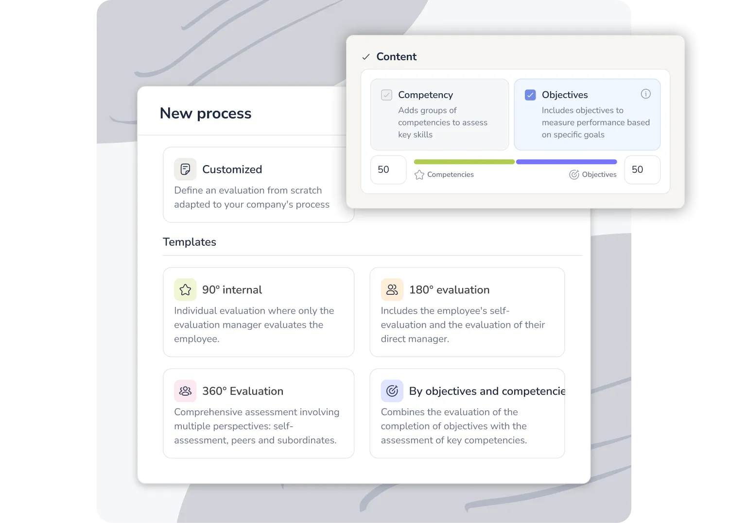 Predefined evaluation templates