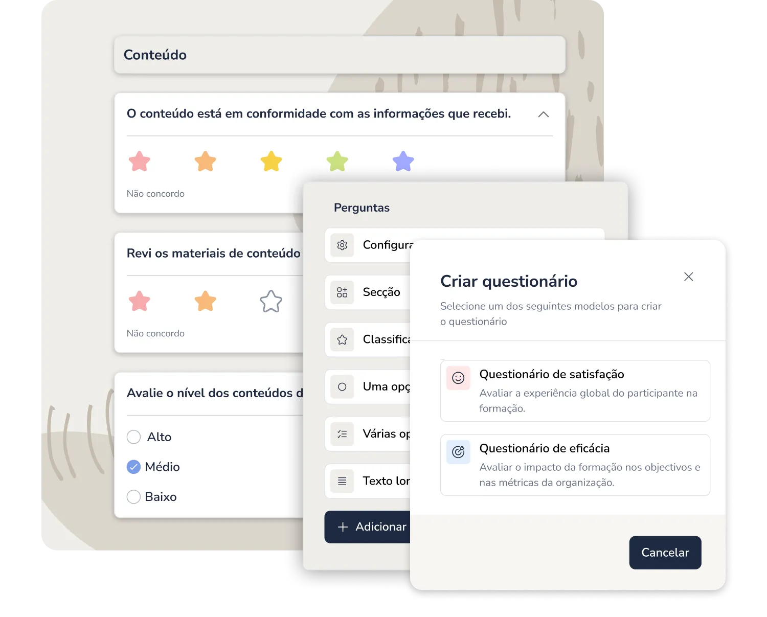 Questionários de formação