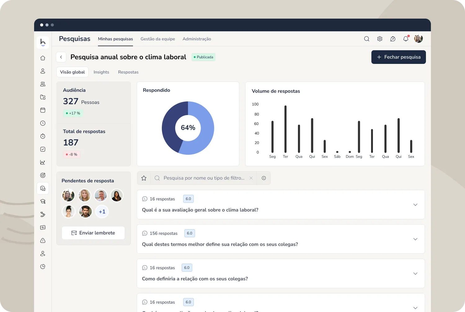 Software de Recursos Humanos com pesquisas de RH