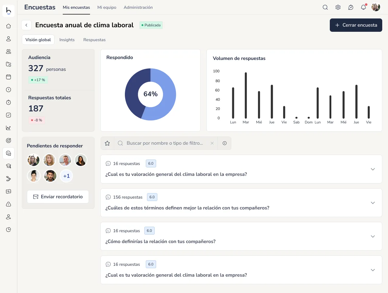 Software de encuestas de Recursos Humanos