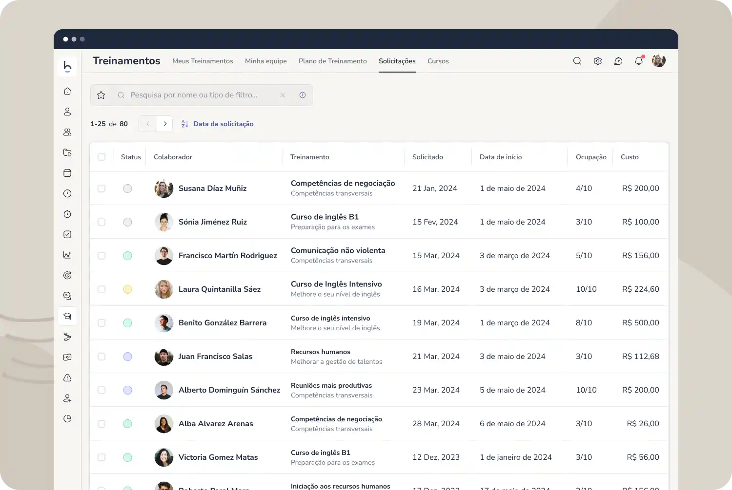 Software de gestão de talentos para treinamento de colaboradores