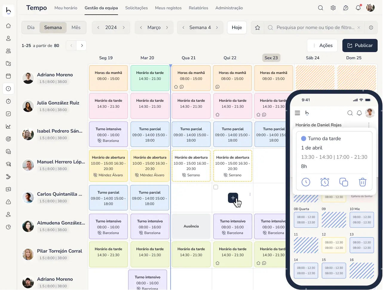 Software de escalas de trabalho e turnos