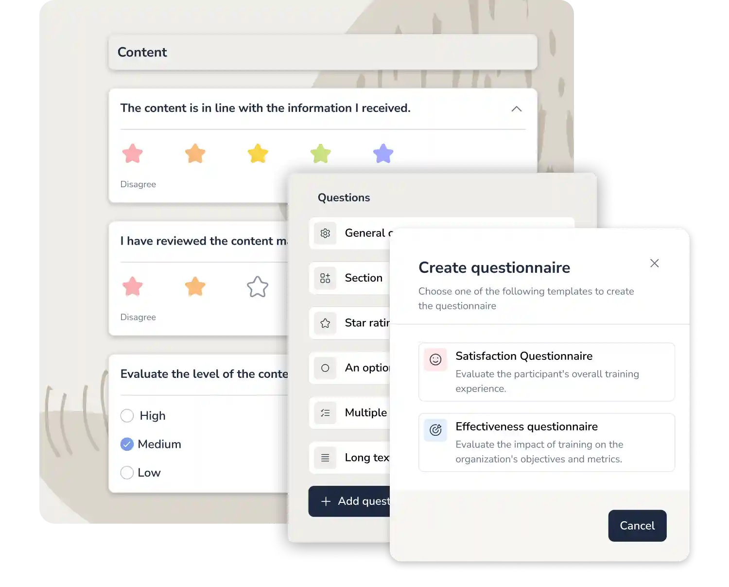 Training questionnaires