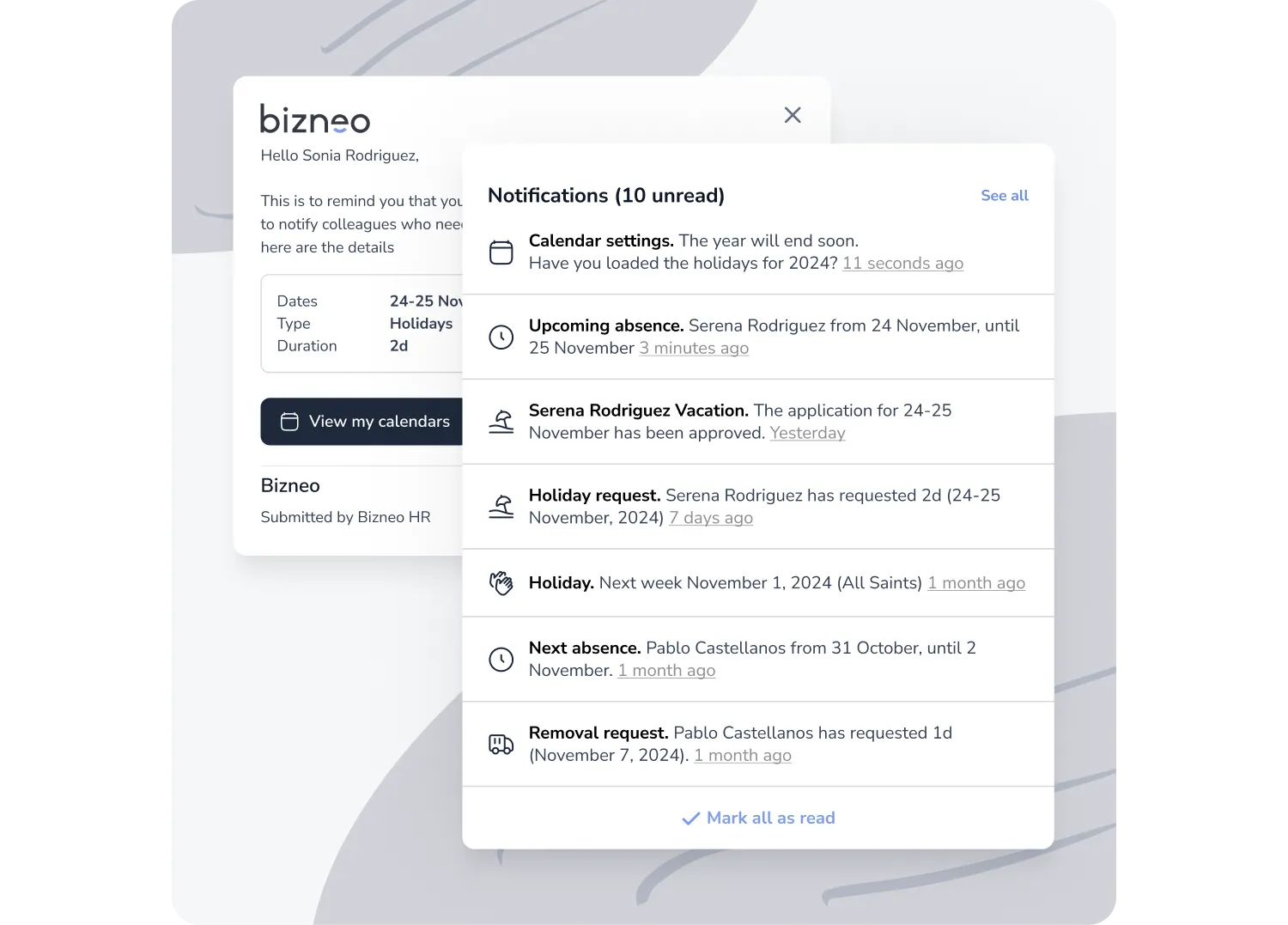 Vacation and absence workflows