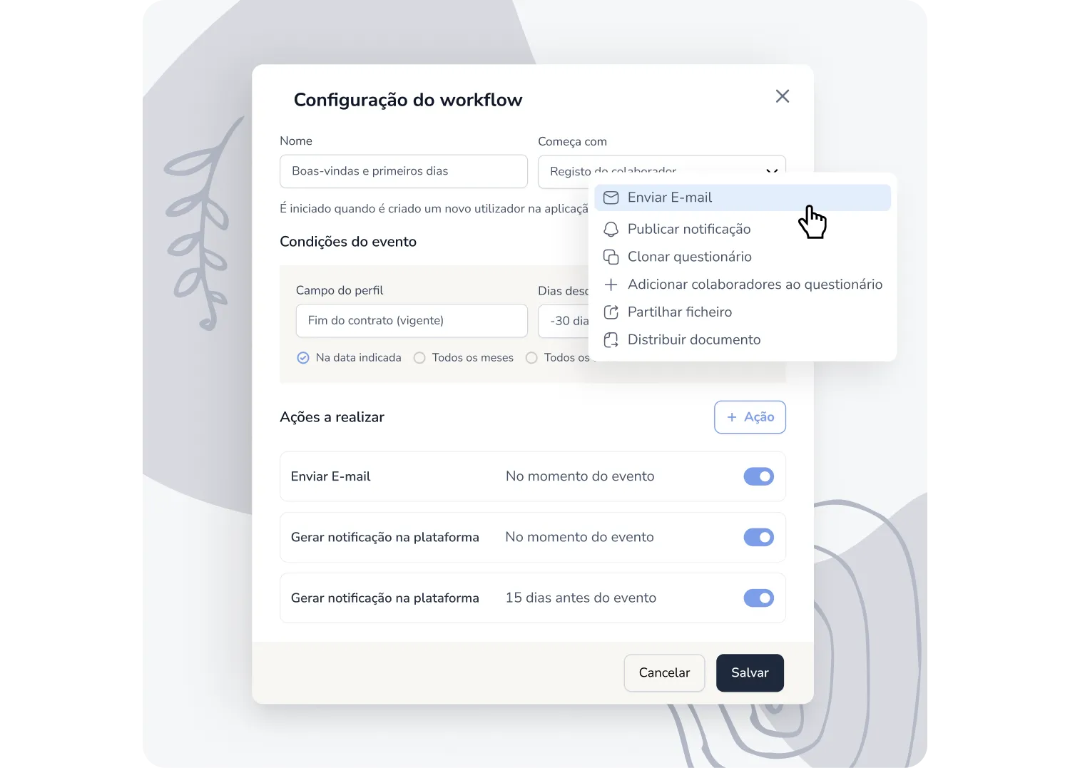 configuração del workflow