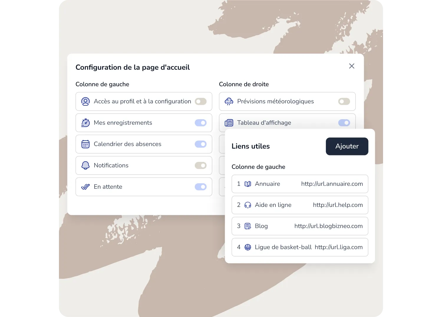 configuration du portail de employés et manager