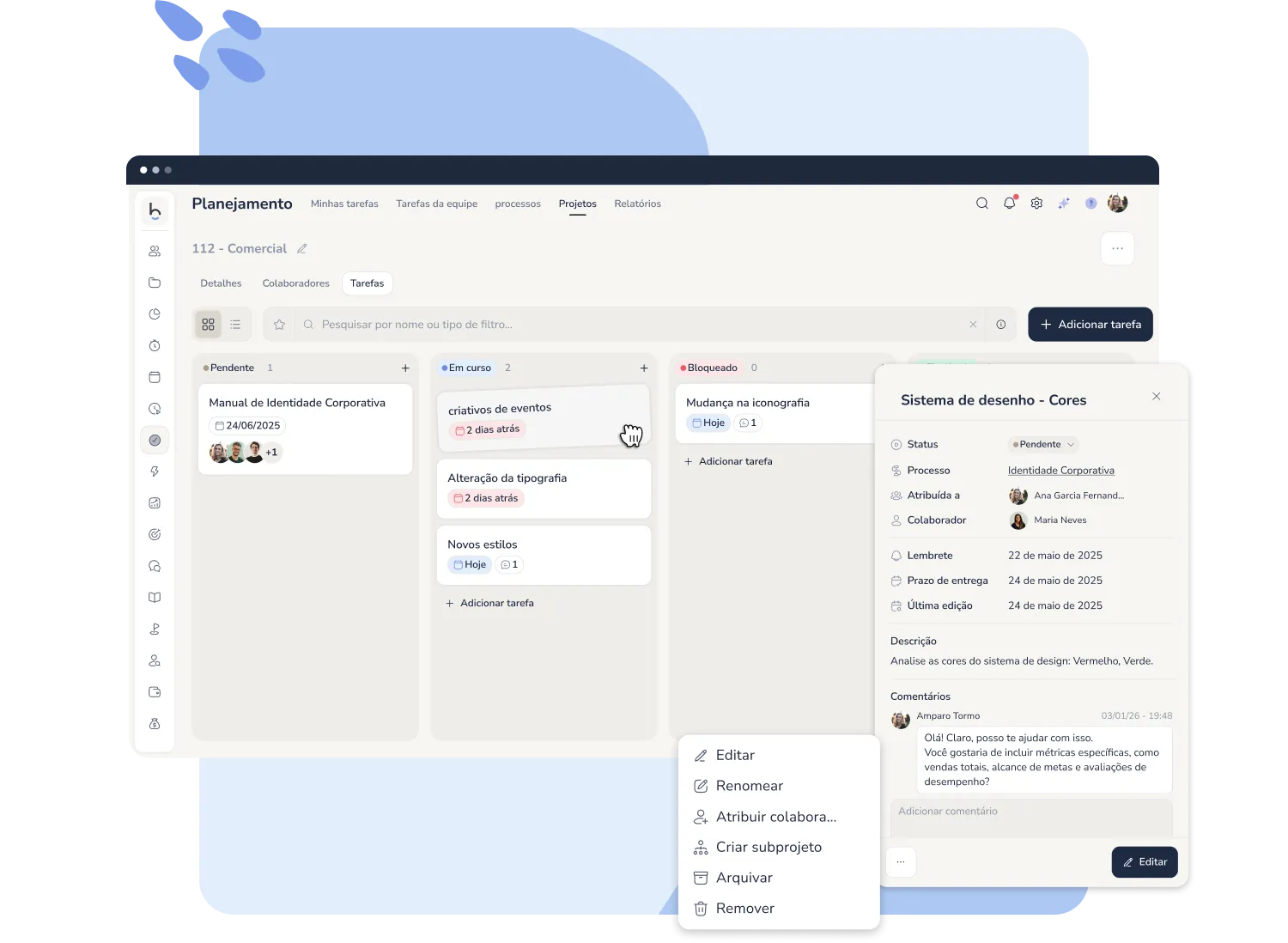 Folha de horas por projeto e cliente