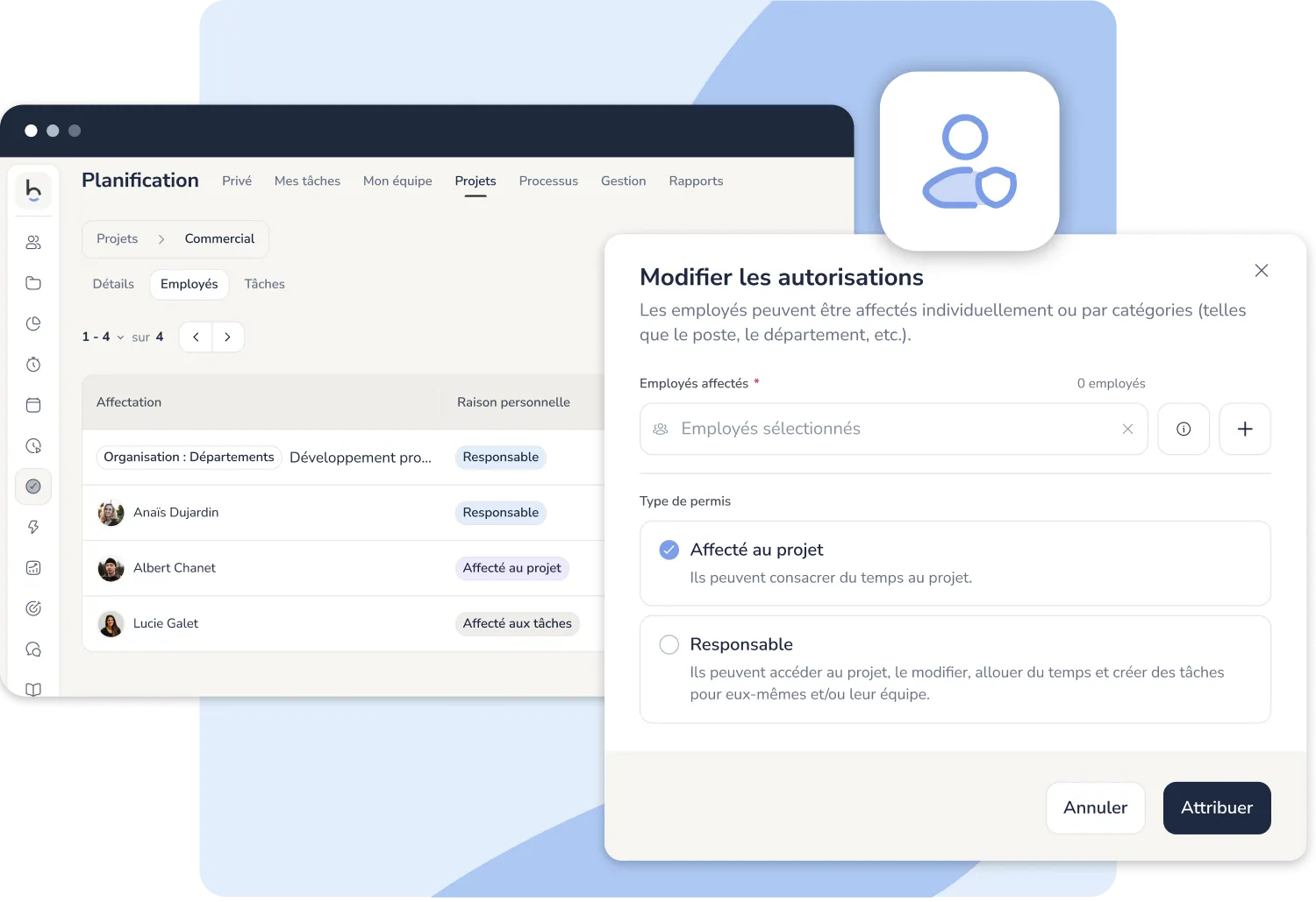 Configuration des projets et autorisations