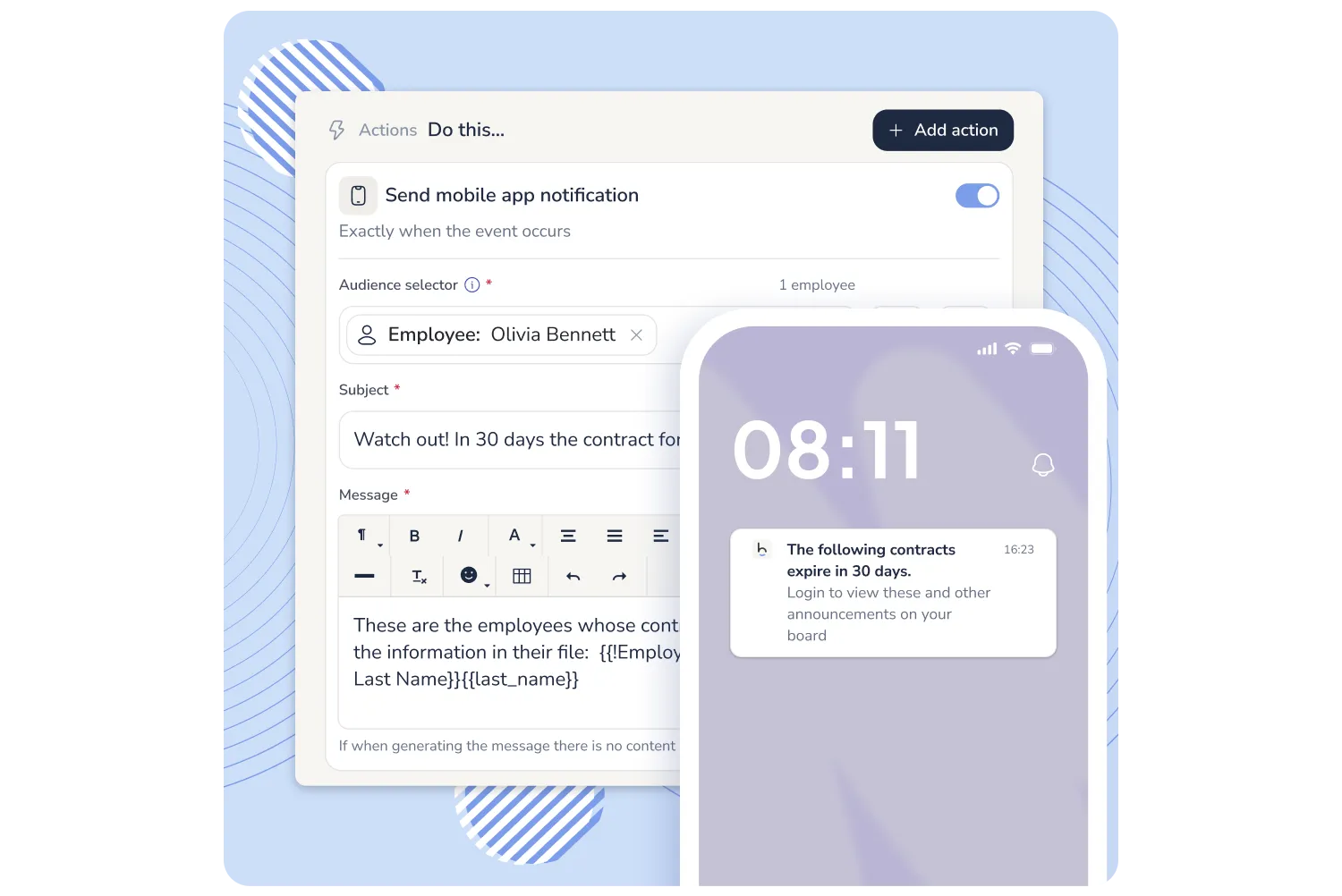 push notifications to employees and managers