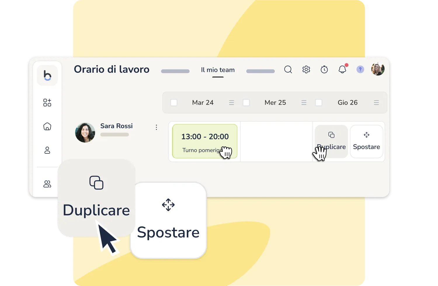 Pianificazione con trascina e rilascia (Drag & drop)
