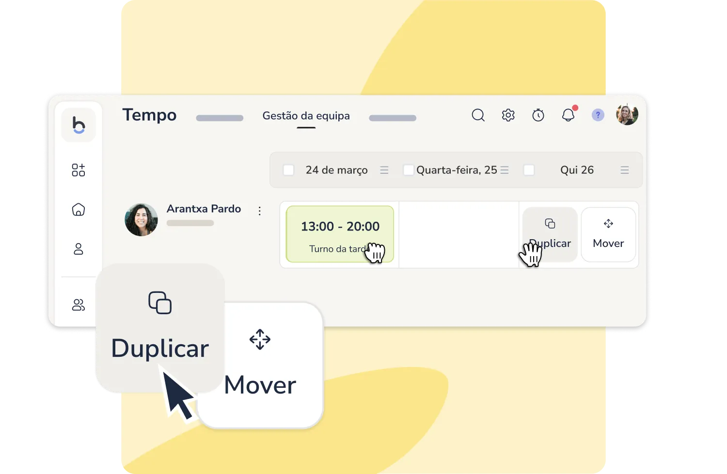 Planeamento com arrastar e largar (drag and drop)