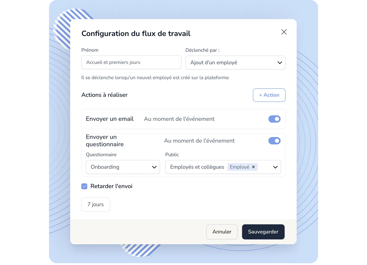 système de workflows pour questionnaire de climat