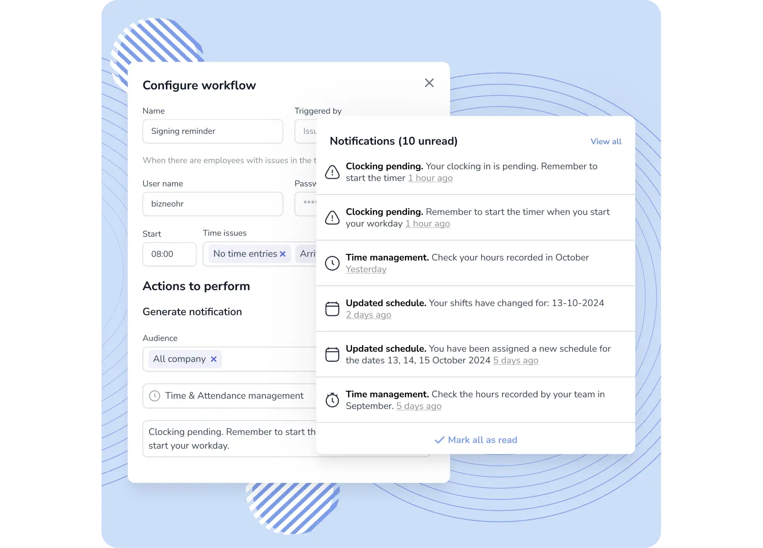 Time tracking alerts and incidents